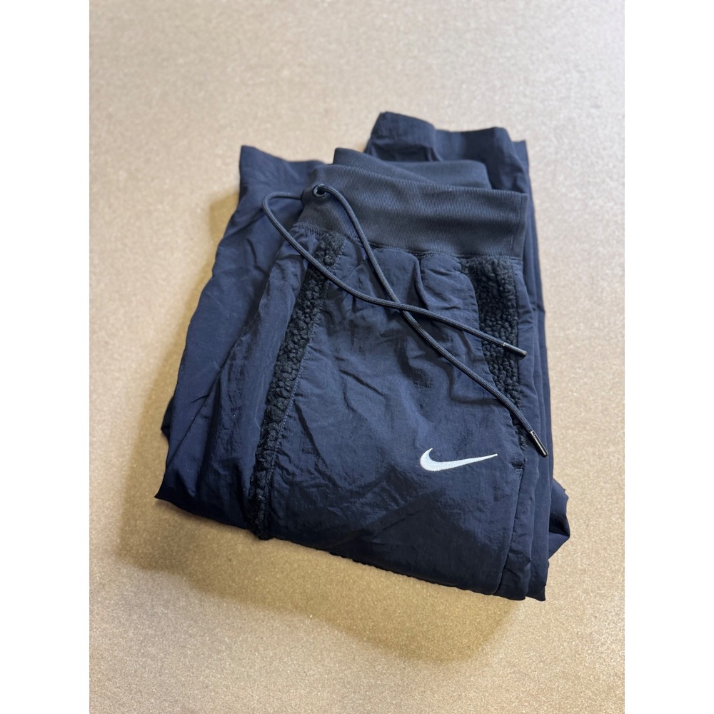 Nike Sherpa Trim Track Pants Black Athletic Joggers Women's Size S $89